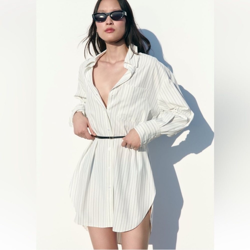 NWOT ZARA BELTED LONG OVERSIZED DRESS